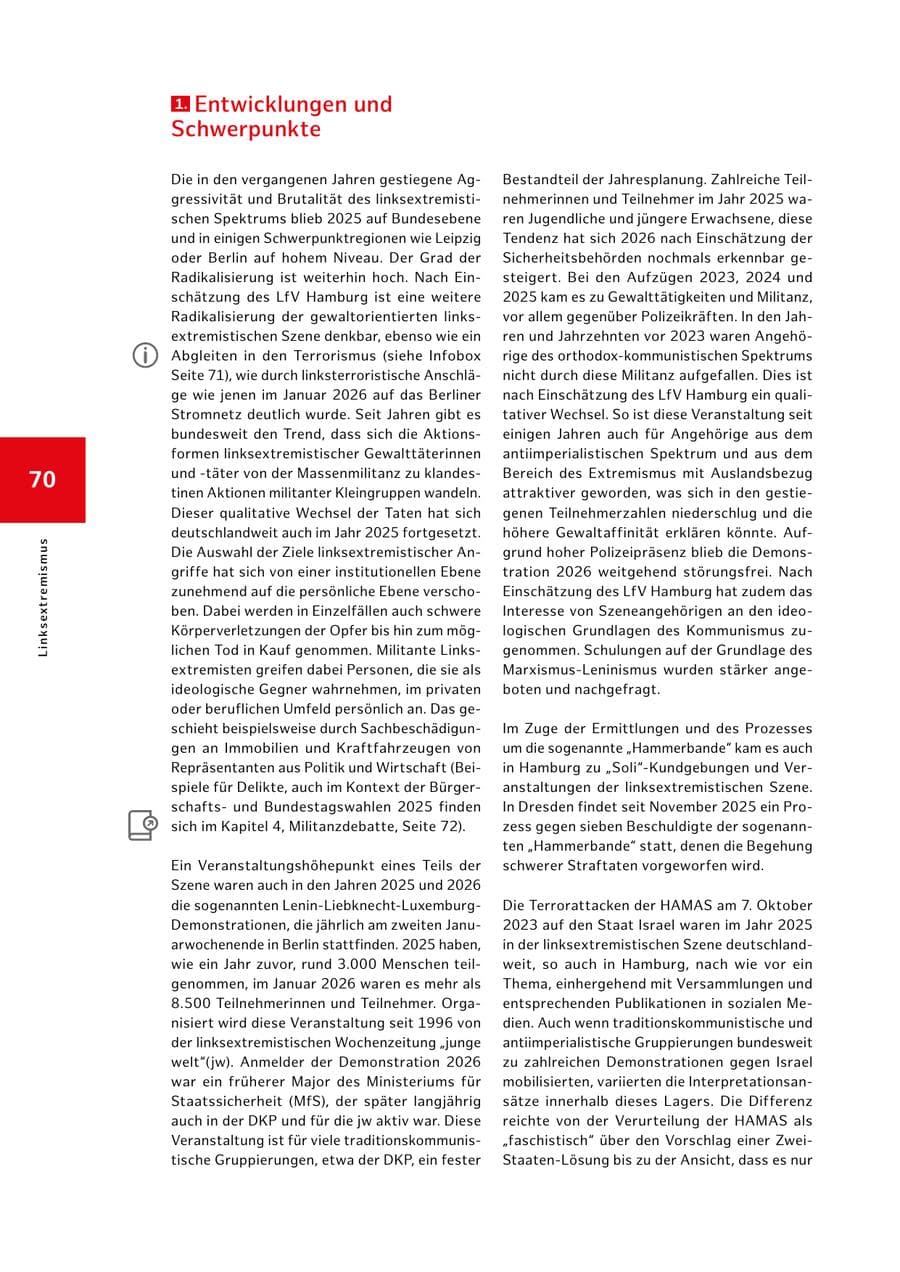 Seite 70 des Verfassungsschutzbericht 2025 Hamburg