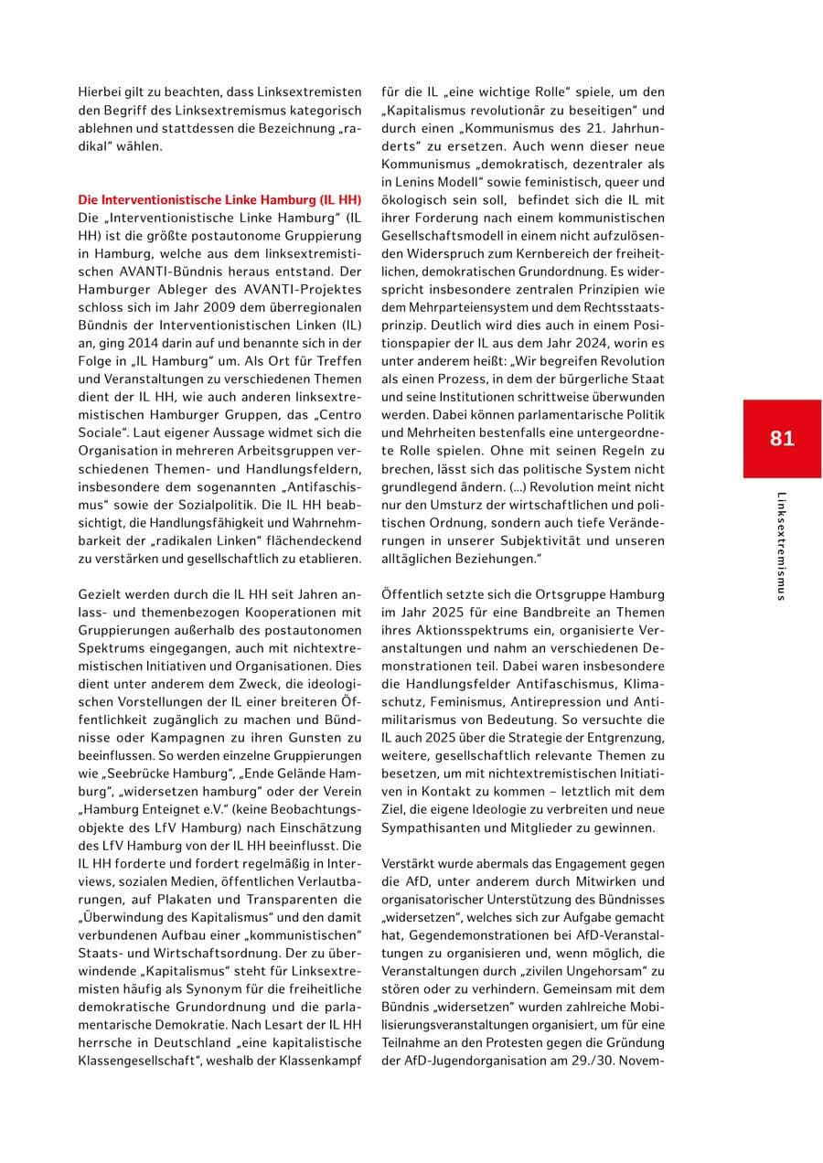 Seite 81 des Verfassungsschutzbericht 2025 Hamburg