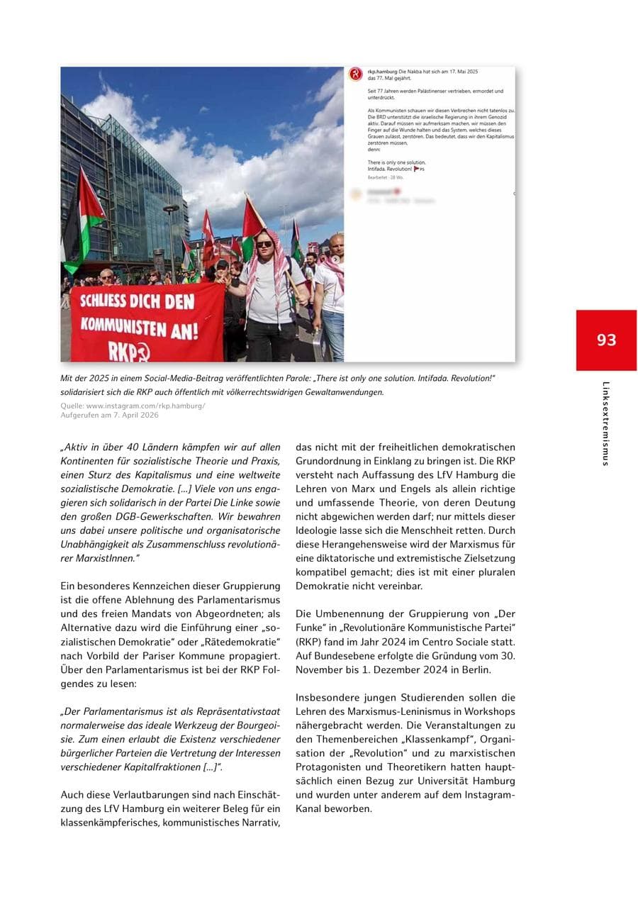 Seite 93 des Verfassungsschutzbericht 2025 Hamburg