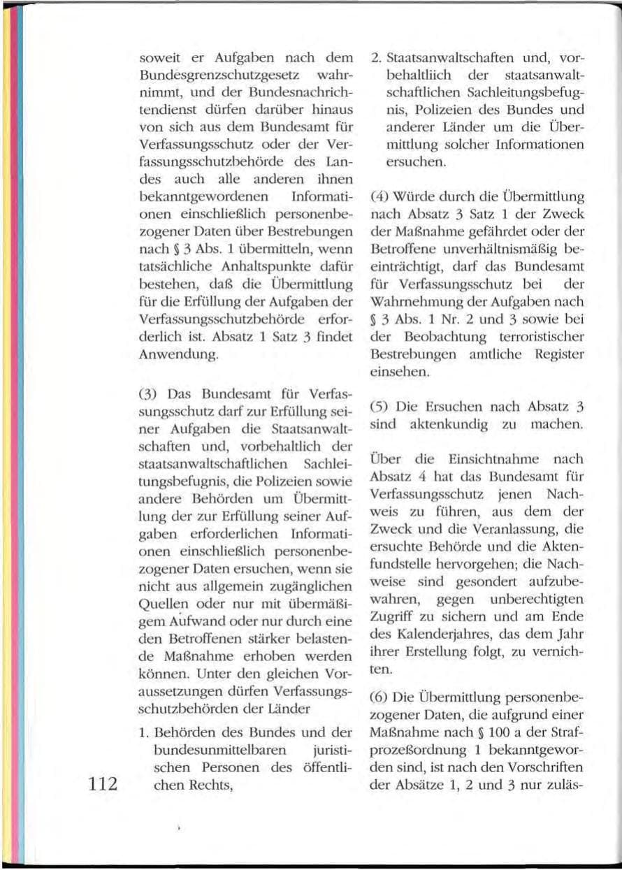 Seite 112 des Verfassungsschutzbericht 1992 Mecklenburg-Vorpommern