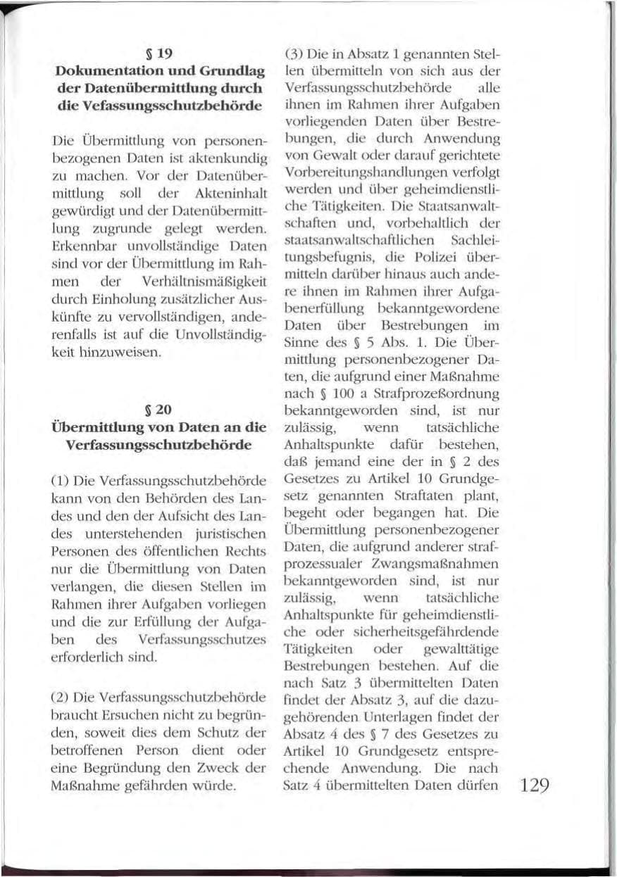 Seite 129 des Verfassungsschutzbericht 1992 Mecklenburg-Vorpommern