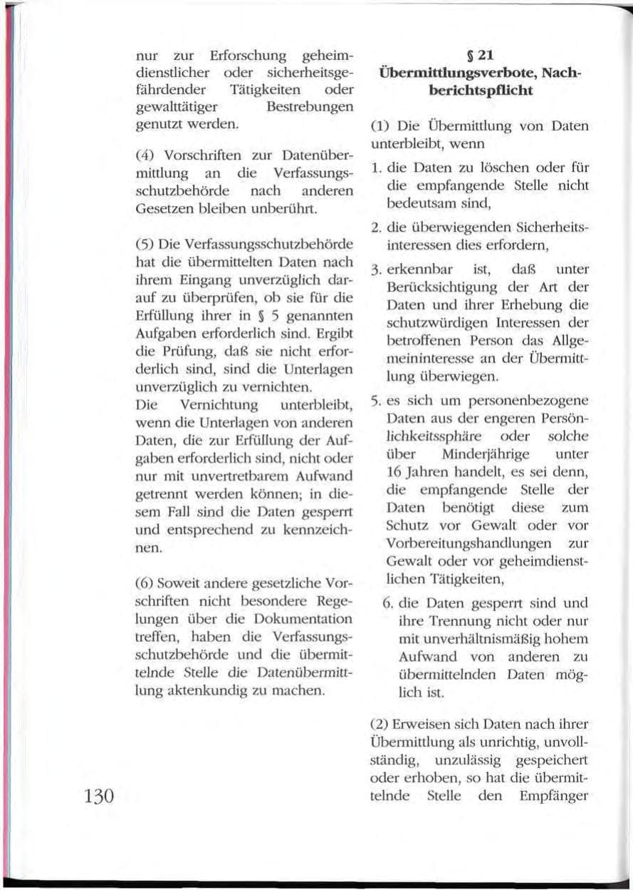 Seite 130 des Verfassungsschutzbericht 1992 Mecklenburg-Vorpommern