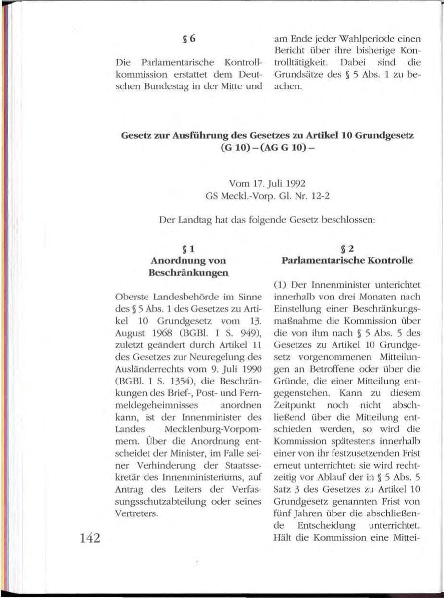 Seite 142 des Verfassungsschutzbericht 1992 Mecklenburg-Vorpommern