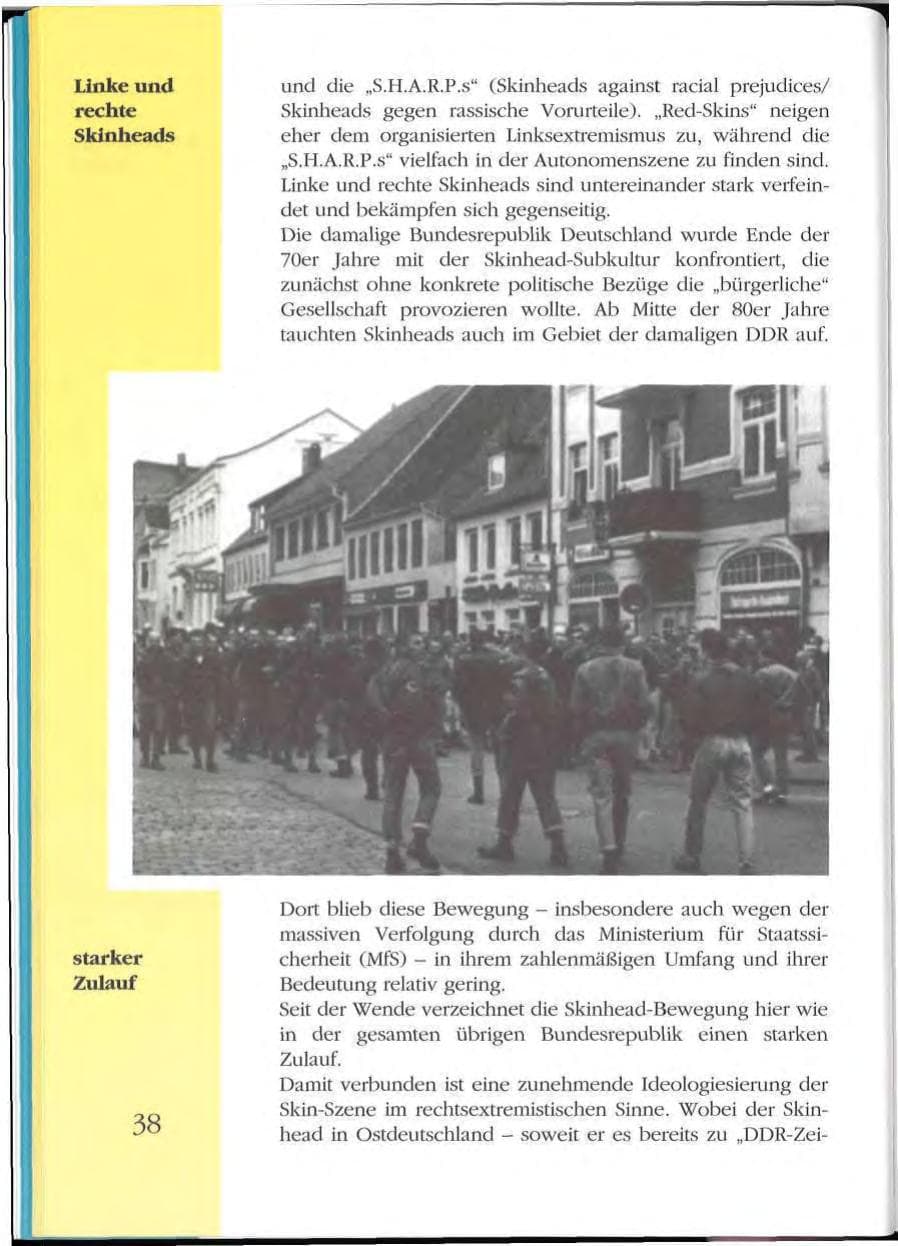 Seite 38 des Verfassungsschutzbericht 1992 Mecklenburg-Vorpommern