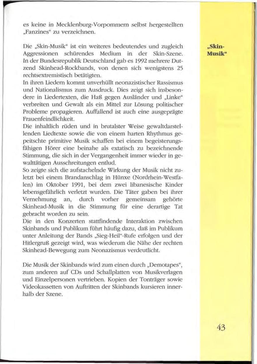Seite 43 des Verfassungsschutzbericht 1992 Mecklenburg-Vorpommern