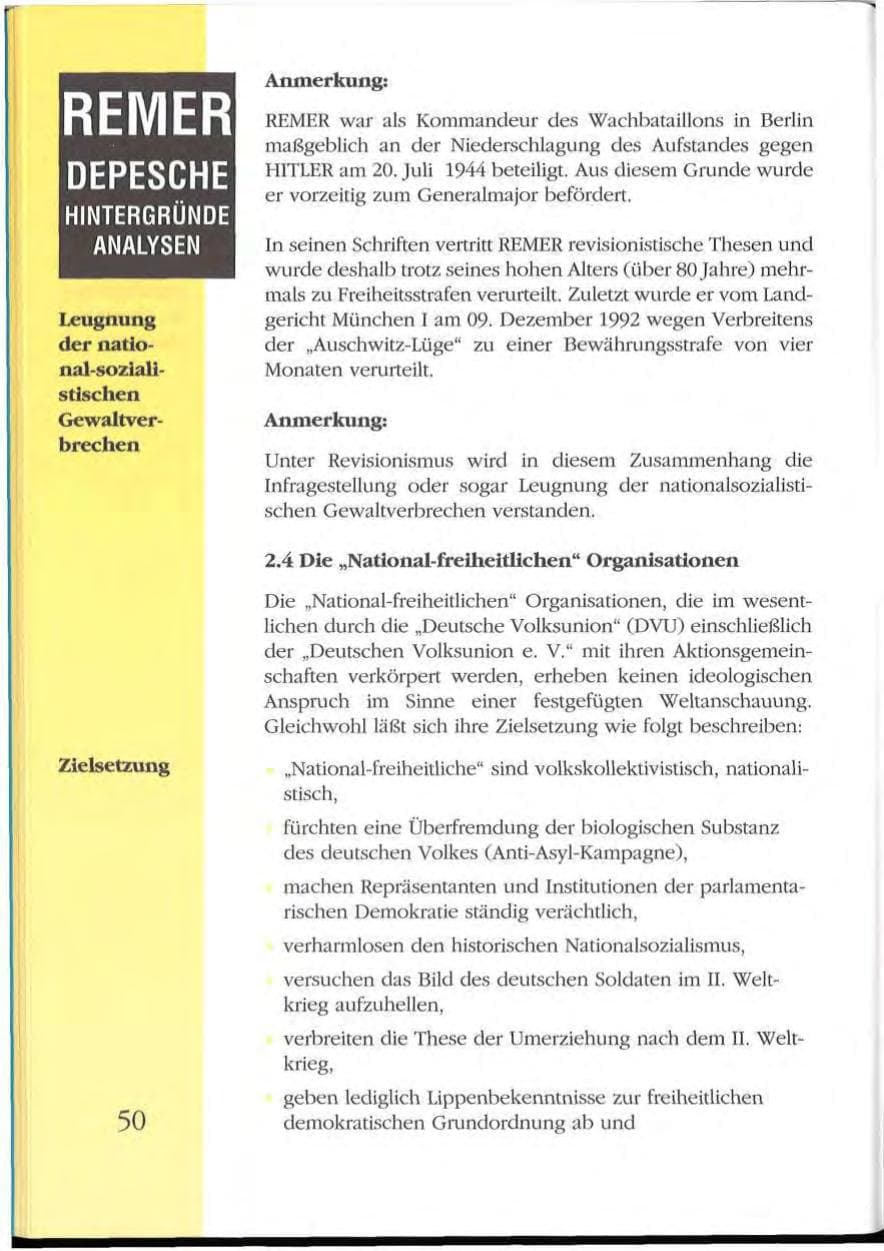 Seite 50 des Verfassungsschutzbericht 1992 Mecklenburg-Vorpommern