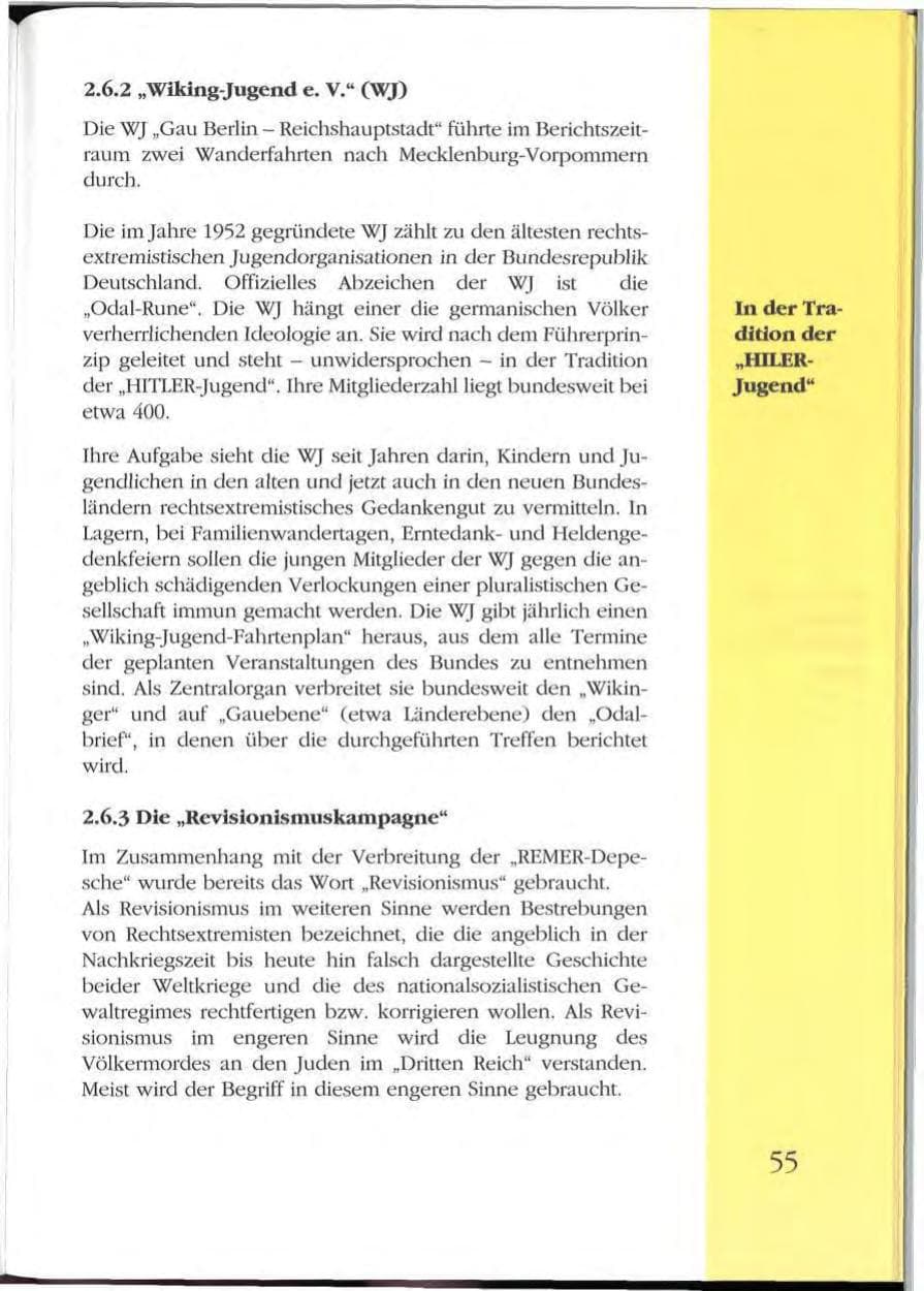 Seite 55 des Verfassungsschutzbericht 1992 Mecklenburg-Vorpommern