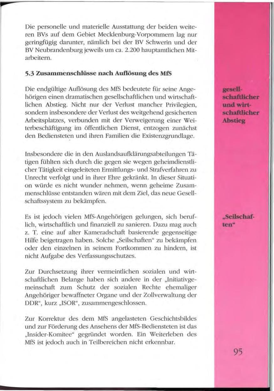 Seite 95 des Verfassungsschutzbericht 1992 Mecklenburg-Vorpommern