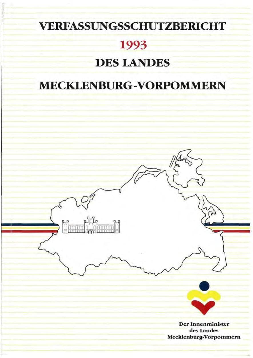 Seite 1 des Verfassungsschutzbericht 1993 Mecklenburg-Vorpommern