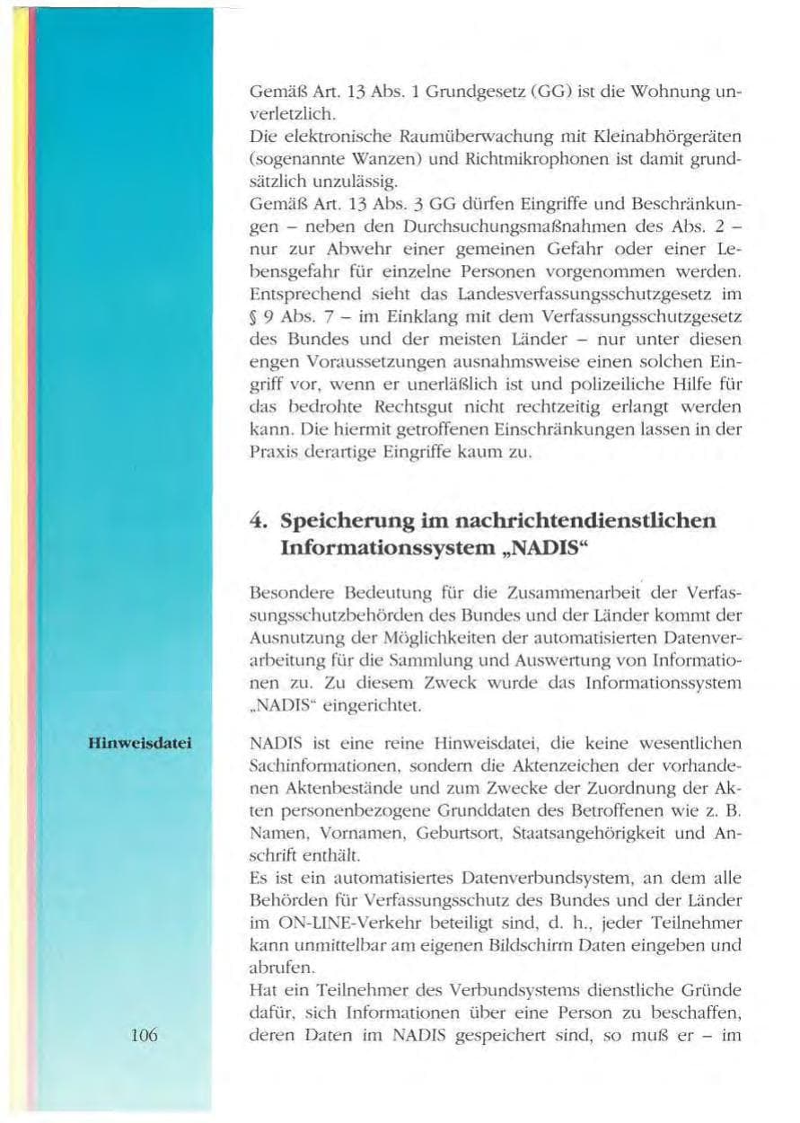 Seite 106 des Verfassungsschutzbericht 1993 Mecklenburg-Vorpommern