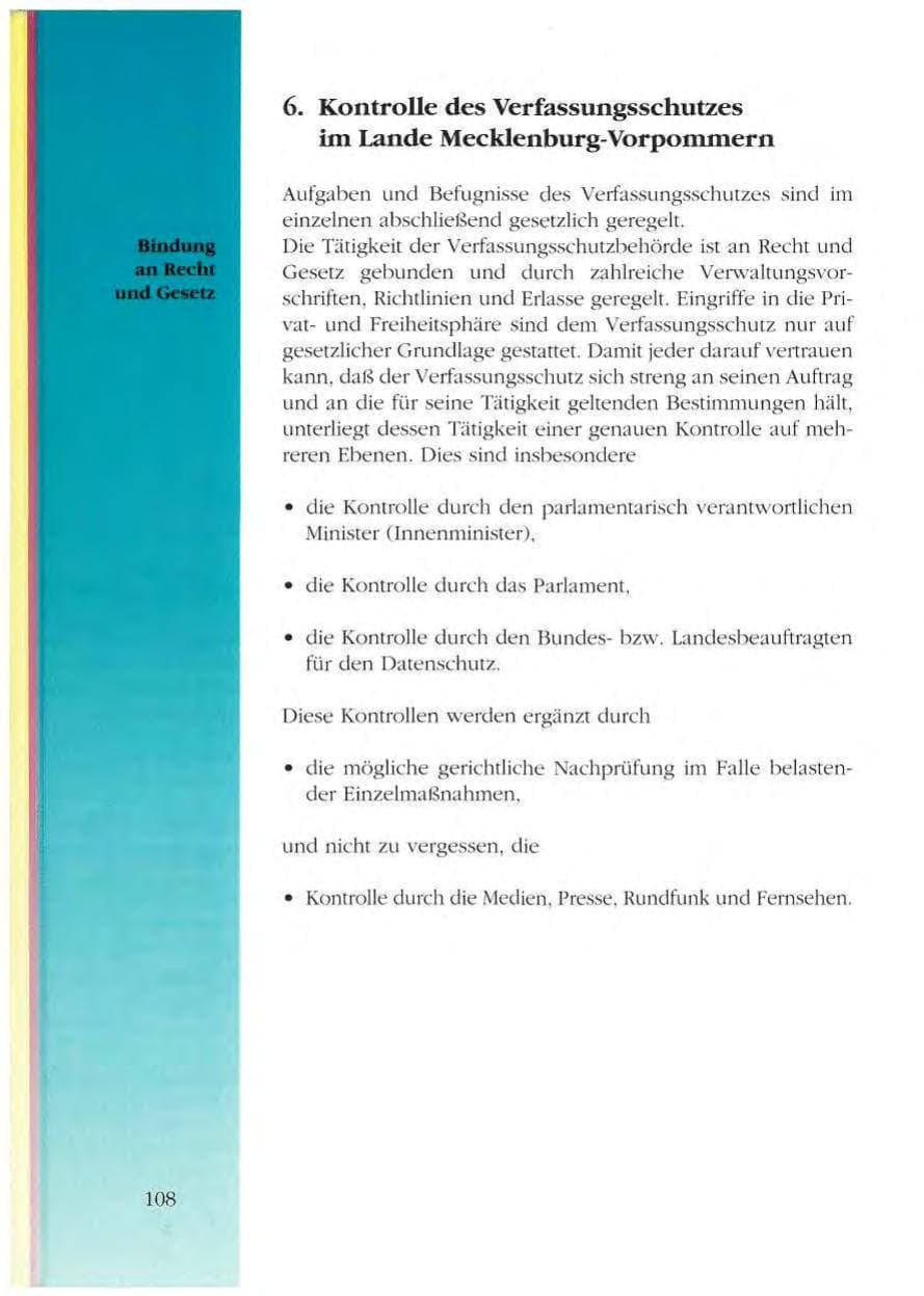 Seite 108 des Verfassungsschutzbericht 1993 Mecklenburg-Vorpommern
