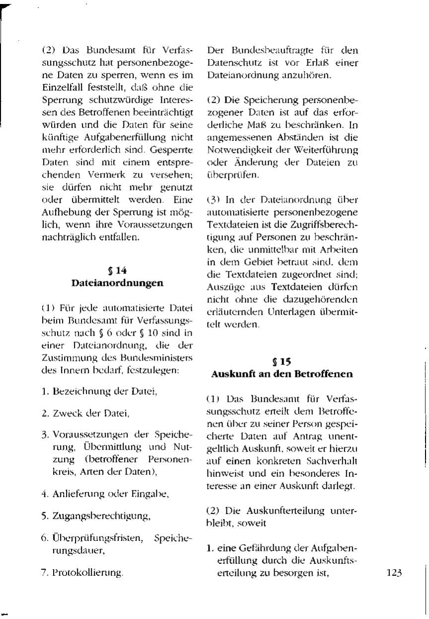 Seite 123 des Verfassungsschutzbericht 1993 Mecklenburg-Vorpommern