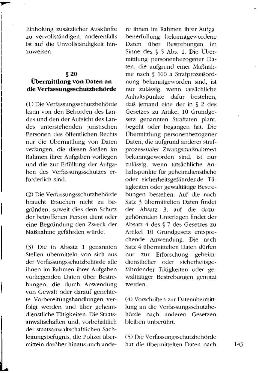 Seite 143 des Verfassungsschutzbericht 1993 Mecklenburg-Vorpommern