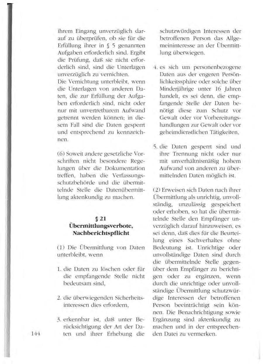 Seite 144 des Verfassungsschutzbericht 1993 Mecklenburg-Vorpommern
