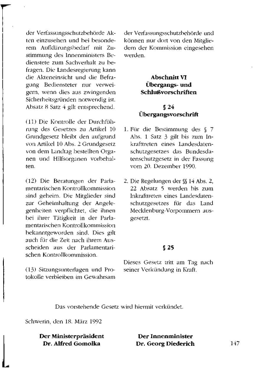 Seite 147 des Verfassungsschutzbericht 1993 Mecklenburg-Vorpommern