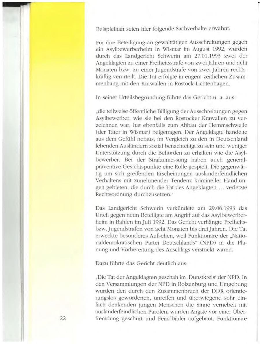Seite 22 des Verfassungsschutzbericht 1993 Mecklenburg-Vorpommern