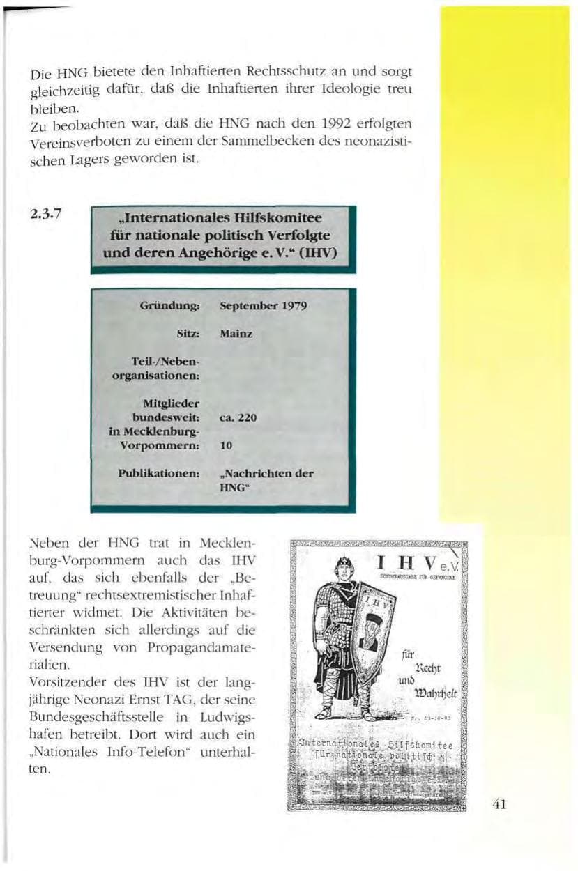 Seite 41 des Verfassungsschutzbericht 1993 Mecklenburg-Vorpommern