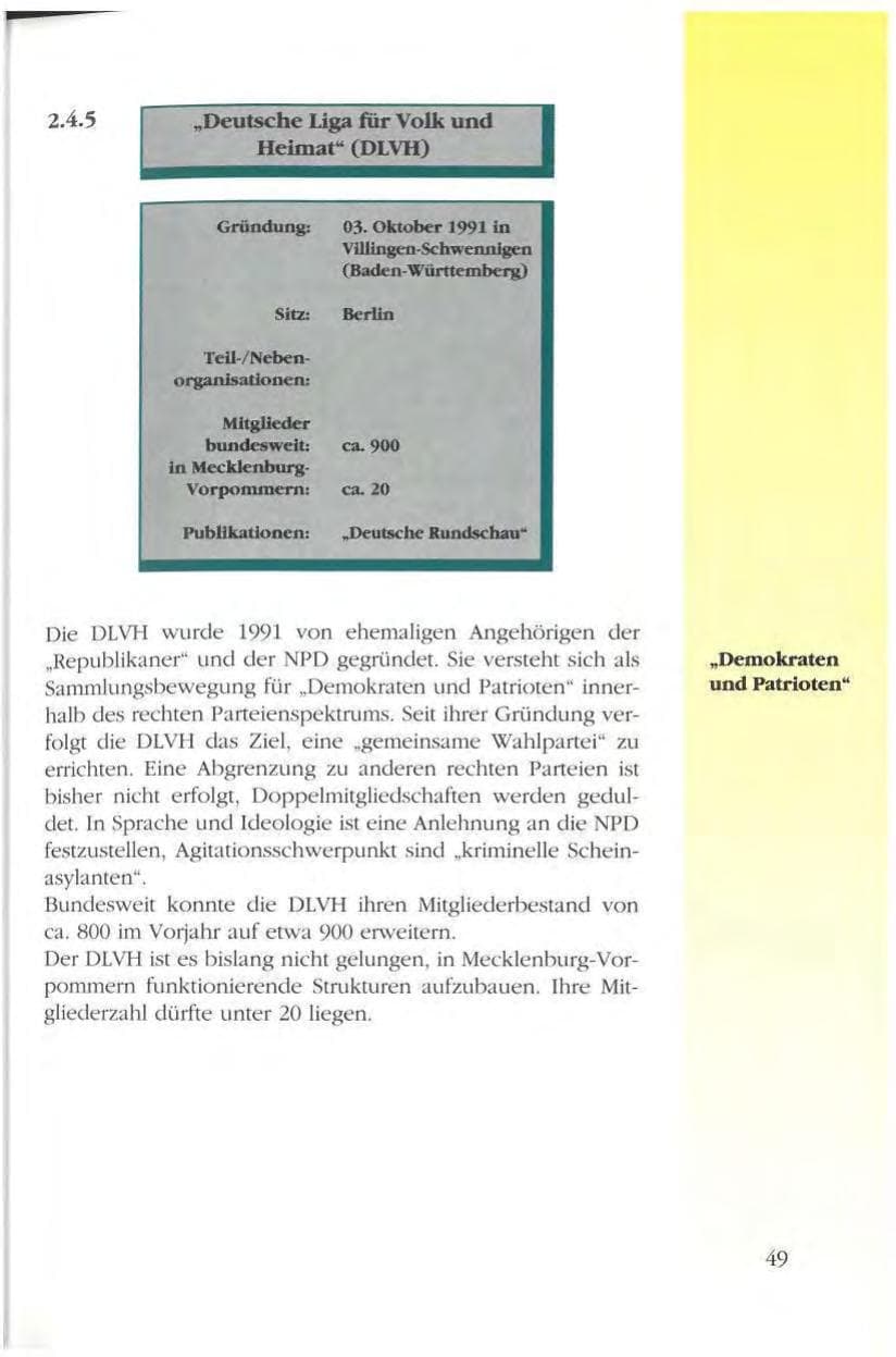 Seite 49 des Verfassungsschutzbericht 1993 Mecklenburg-Vorpommern
