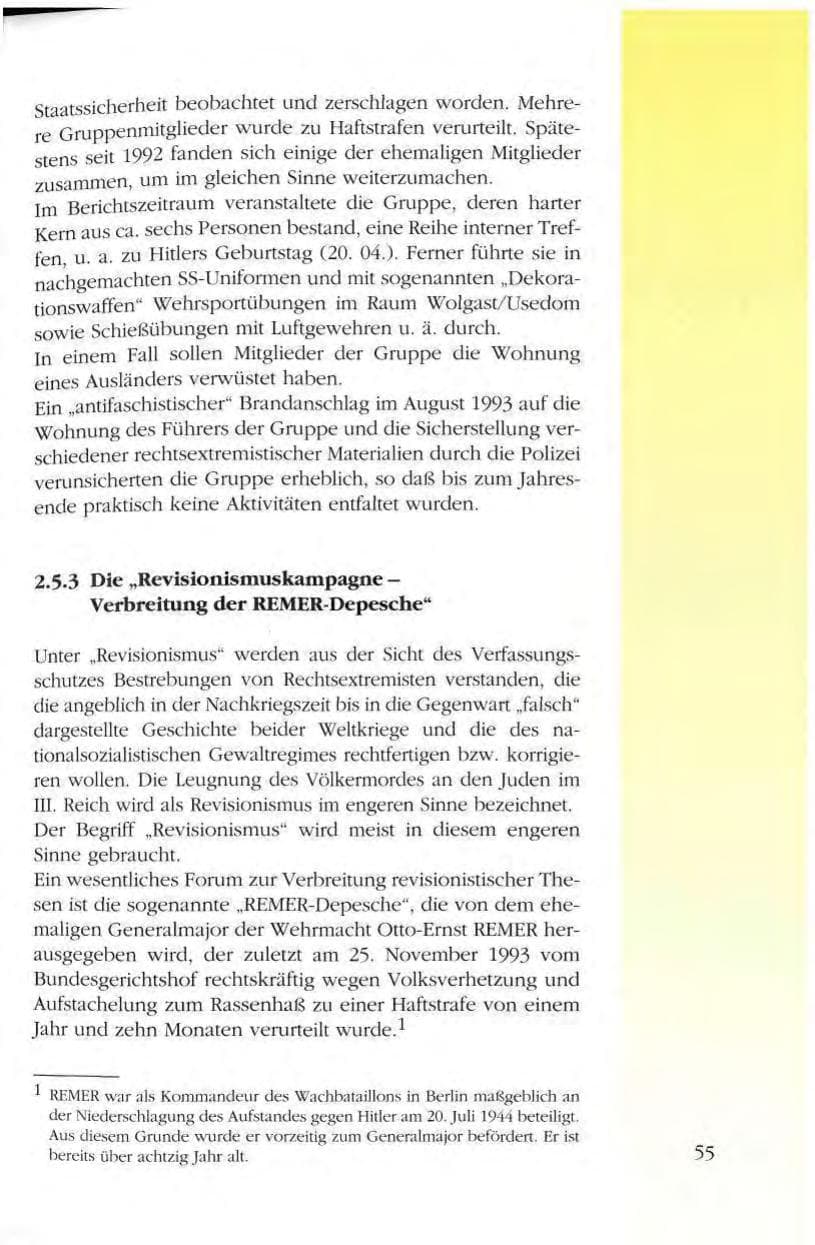Seite 55 des Verfassungsschutzbericht 1993 Mecklenburg-Vorpommern