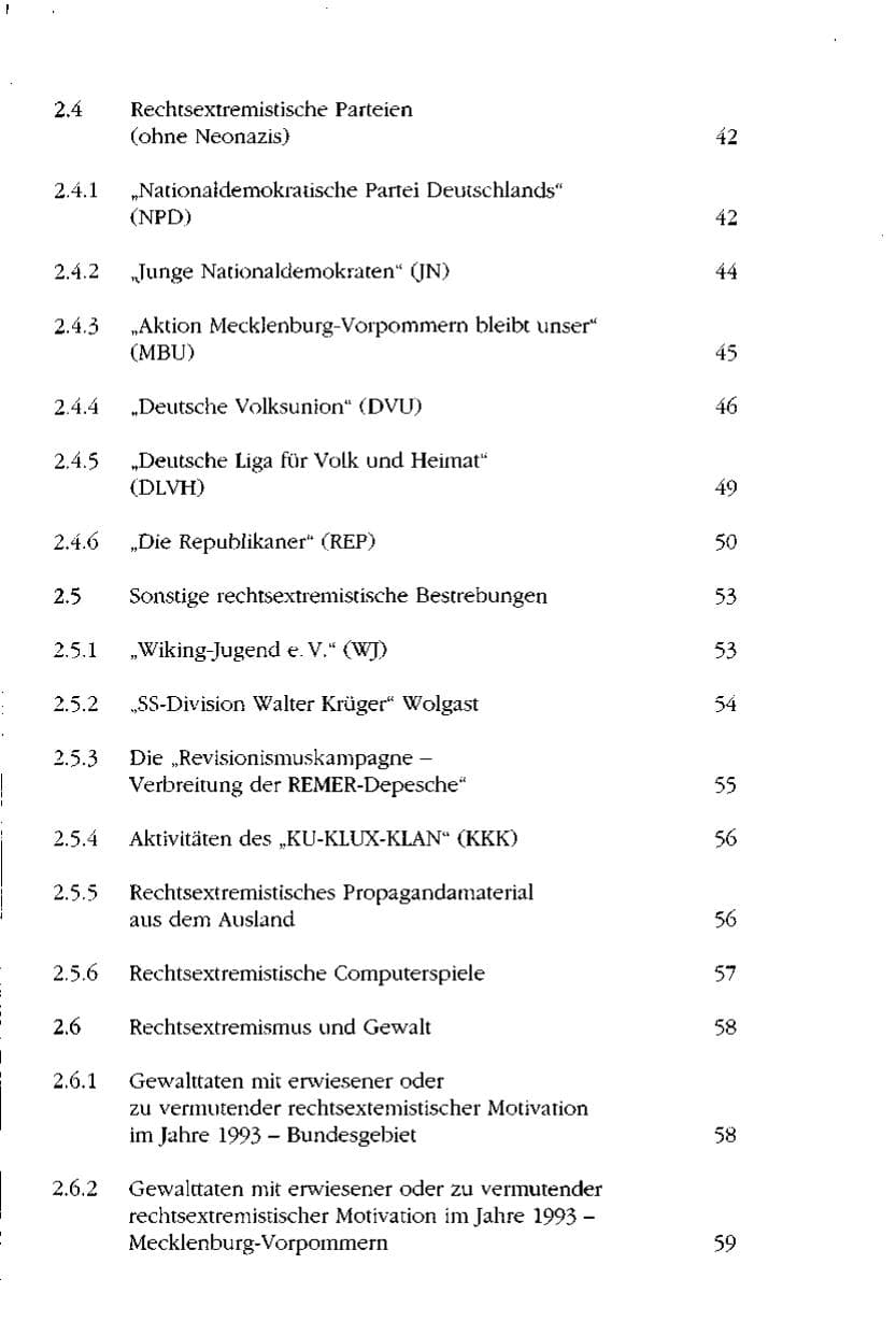 Seite 7 des Verfassungsschutzbericht 1993 Mecklenburg-Vorpommern