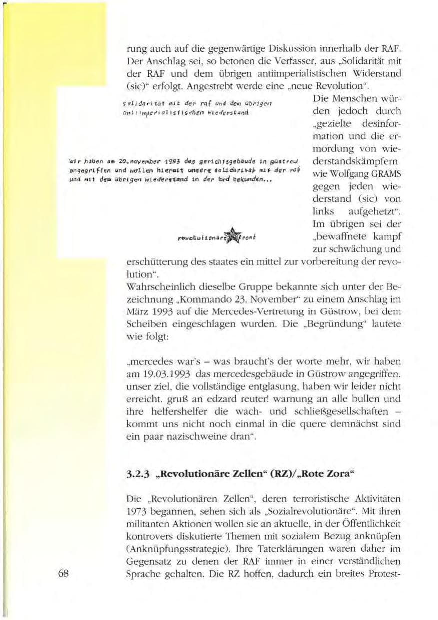 Seite 68 des Verfassungsschutzbericht 1993 Mecklenburg-Vorpommern