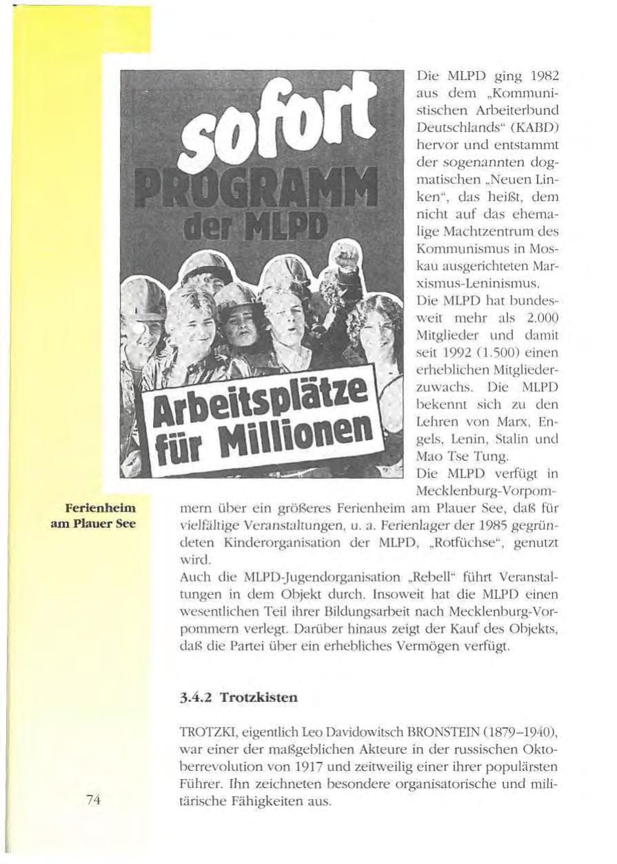 Seite 74 des Verfassungsschutzbericht 1993 Mecklenburg-Vorpommern