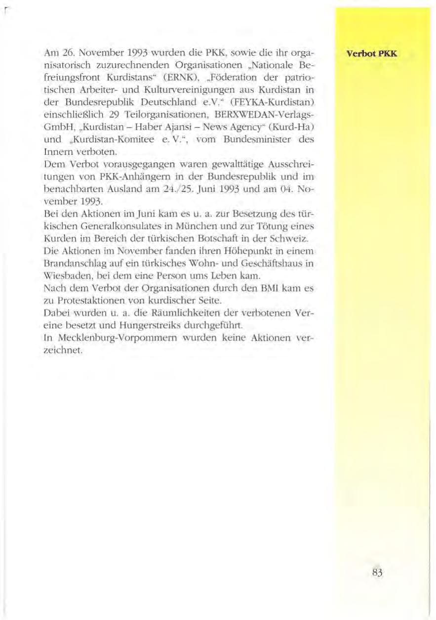 Seite 83 des Verfassungsschutzbericht 1993 Mecklenburg-Vorpommern
