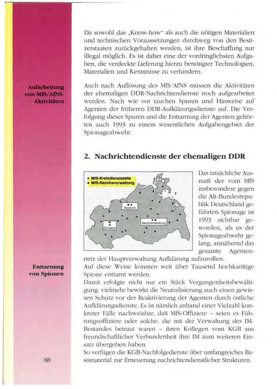 Seite 88 des Verfassungsschutzbericht 1993 Mecklenburg-Vorpommern