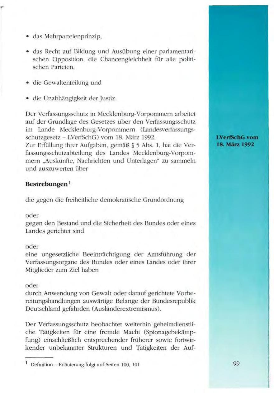 Seite 99 des Verfassungsschutzbericht 1993 Mecklenburg-Vorpommern
