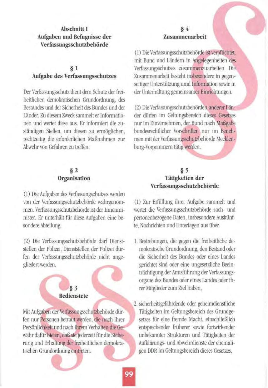 Seite 102 des Verfassungsschutzbericht 1994 Mecklenburg-Vorpommern