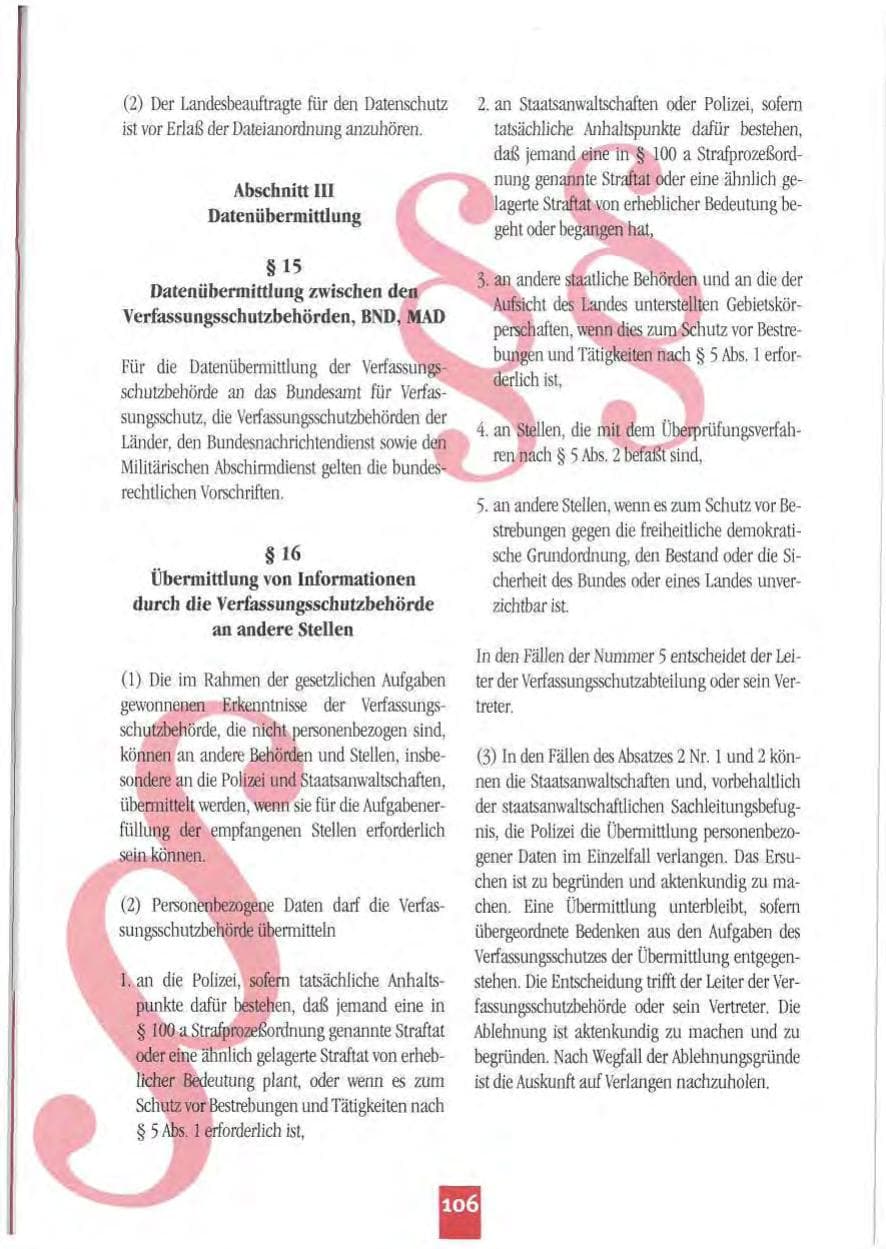 Seite 109 des Verfassungsschutzbericht 1994 Mecklenburg-Vorpommern