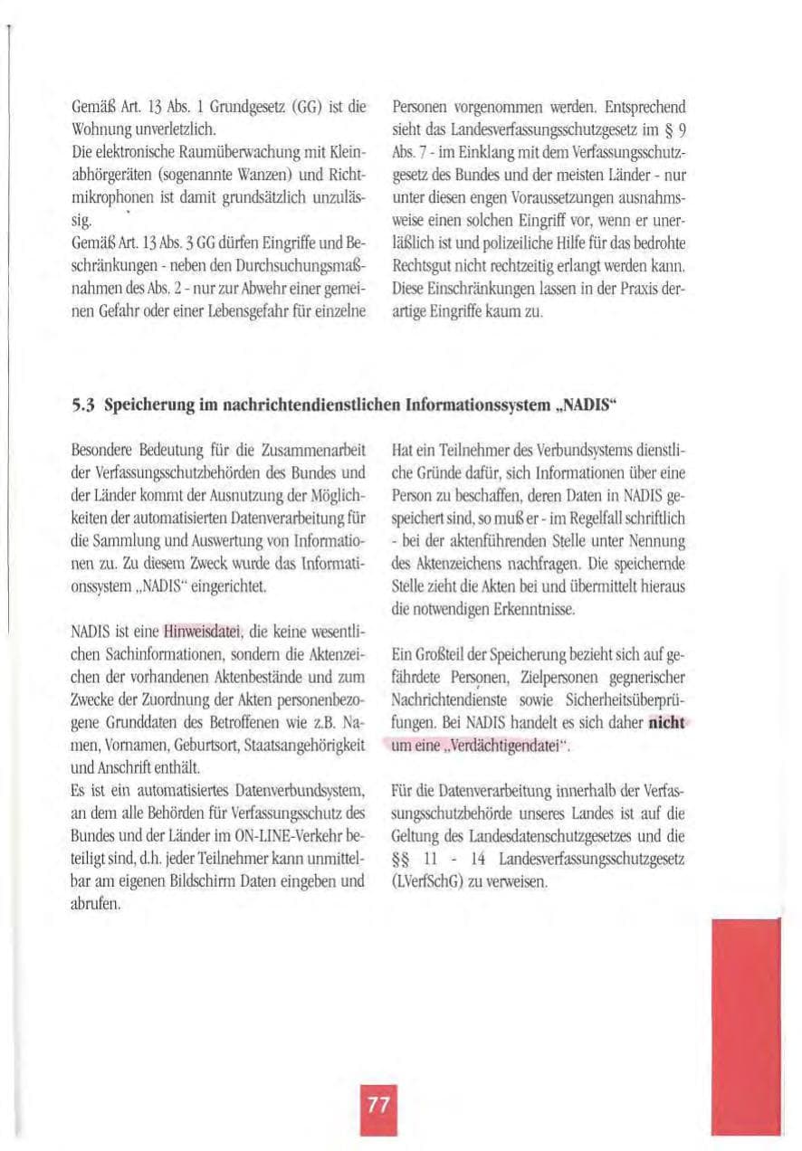 Seite 80 des Verfassungsschutzbericht 1994 Mecklenburg-Vorpommern