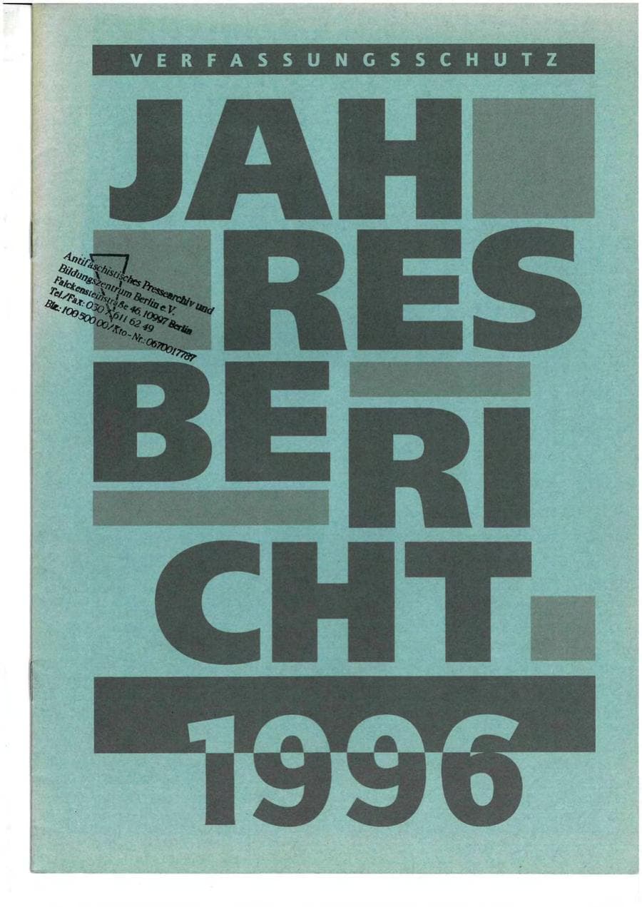 Seite 1 des Verfassungsschutzbericht 1996 Mecklenburg-Vorpommern