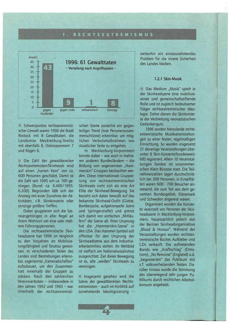 Seite 4 des Verfassungsschutzbericht 1996 Mecklenburg-Vorpommern