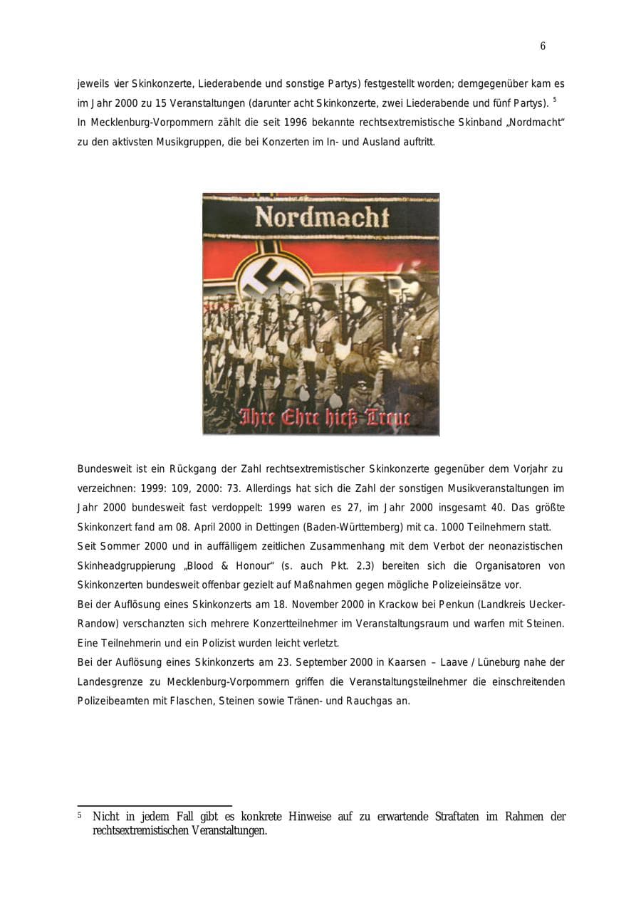 Seite 7 des Verfassungsschutzbericht 2000 Mecklenburg-Vorpommern