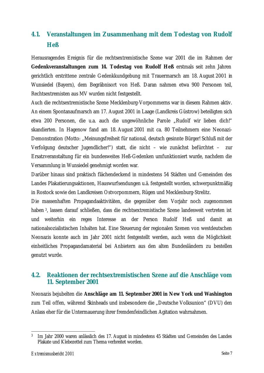 Seite 7 des Verfassungsschutzbericht 2001 Mecklenburg-Vorpommern