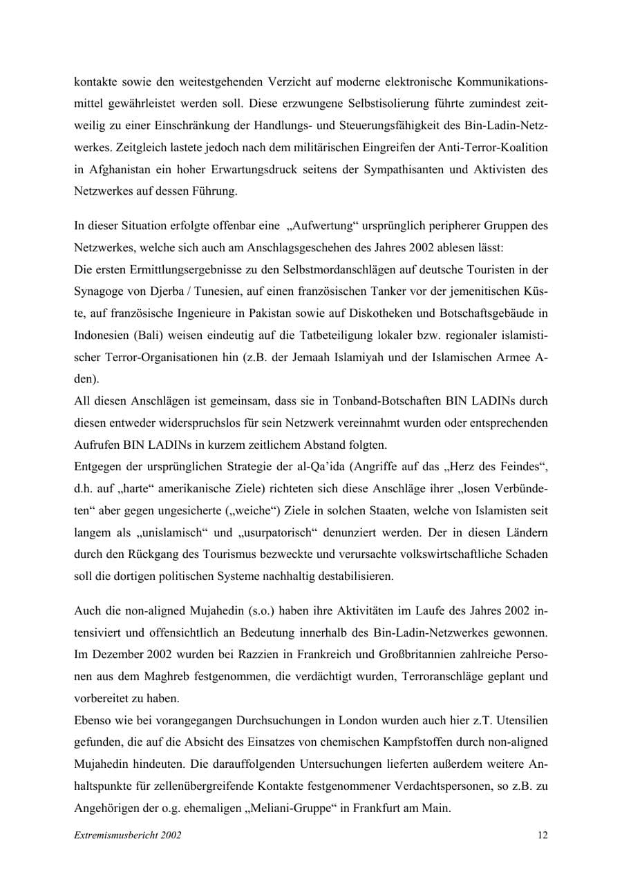 Seite 12 des Verfassungsschutzbericht 2002 Mecklenburg-Vorpommern