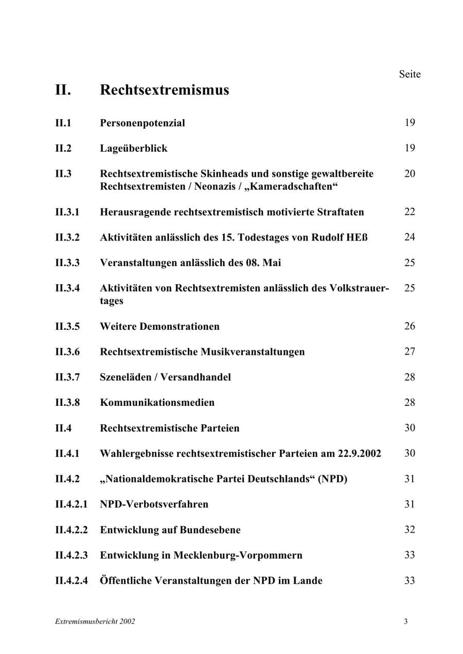 Seite 3 des Verfassungsschutzbericht 2002 Mecklenburg-Vorpommern