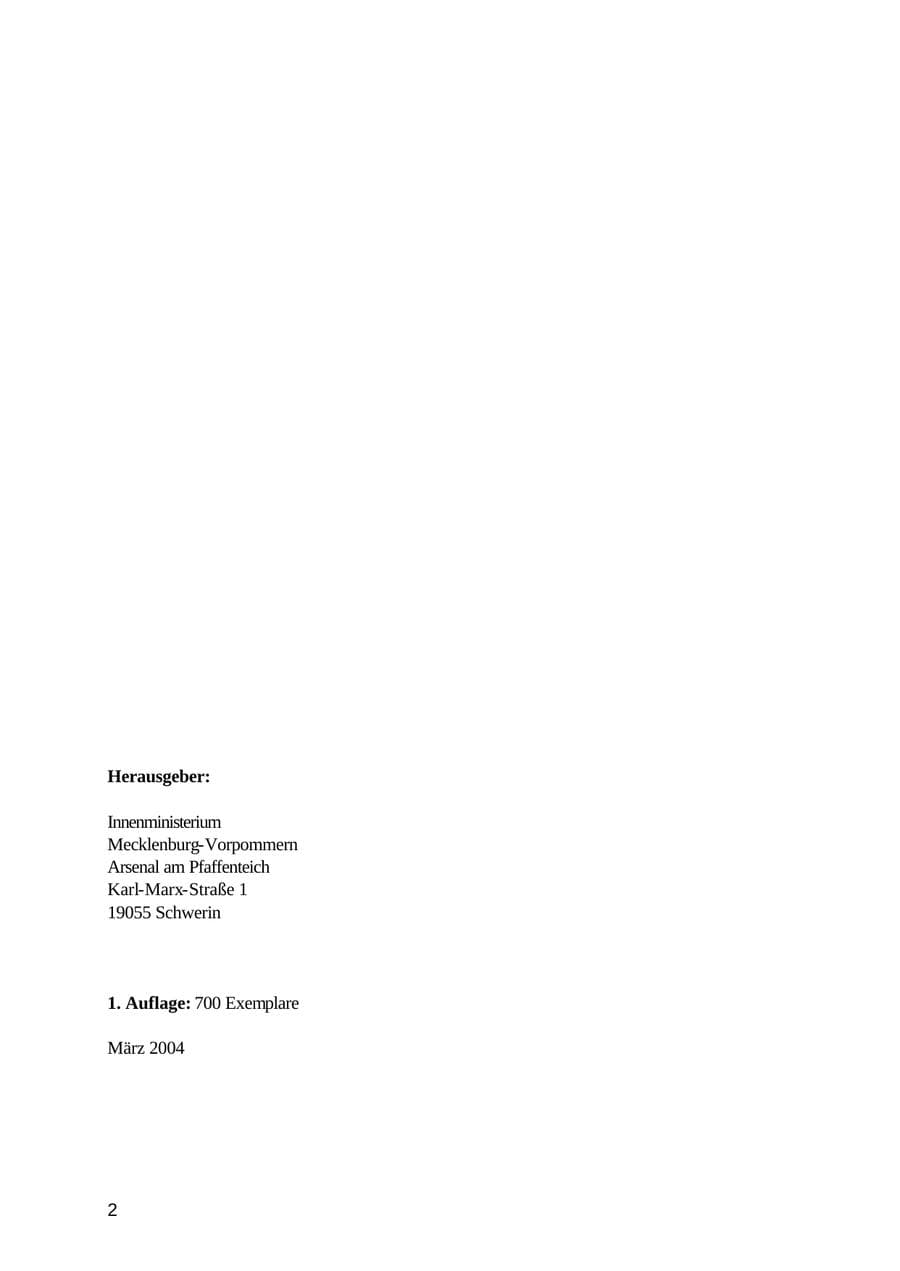 Seite 2 des Verfassungsschutzbericht 2003 Mecklenburg-Vorpommern