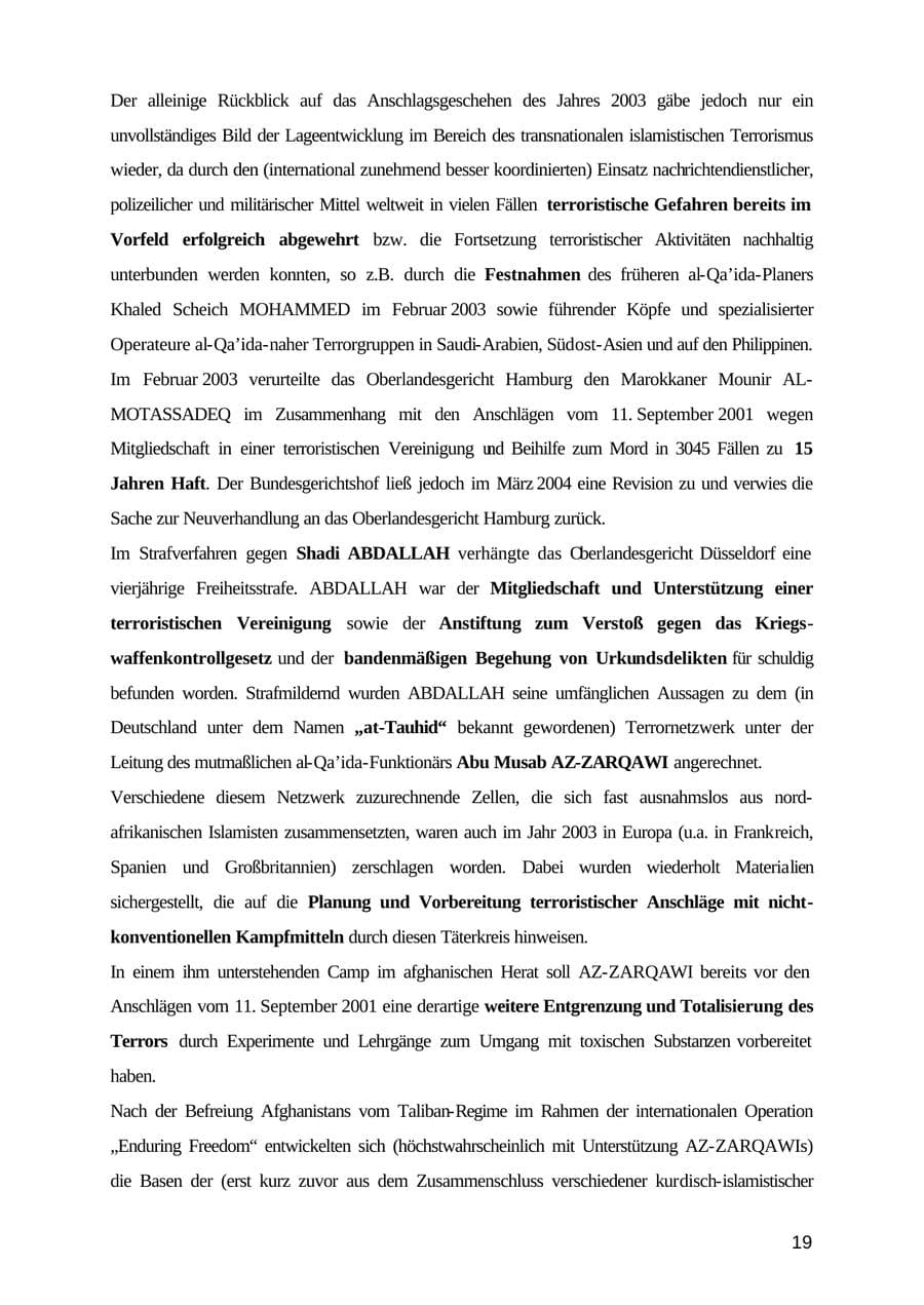 Seite 19 des Verfassungsschutzbericht 2003 Mecklenburg-Vorpommern