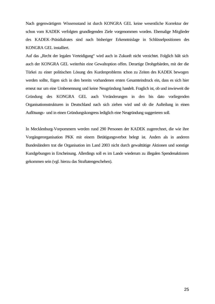 Seite 25 des Verfassungsschutzbericht 2003 Mecklenburg-Vorpommern