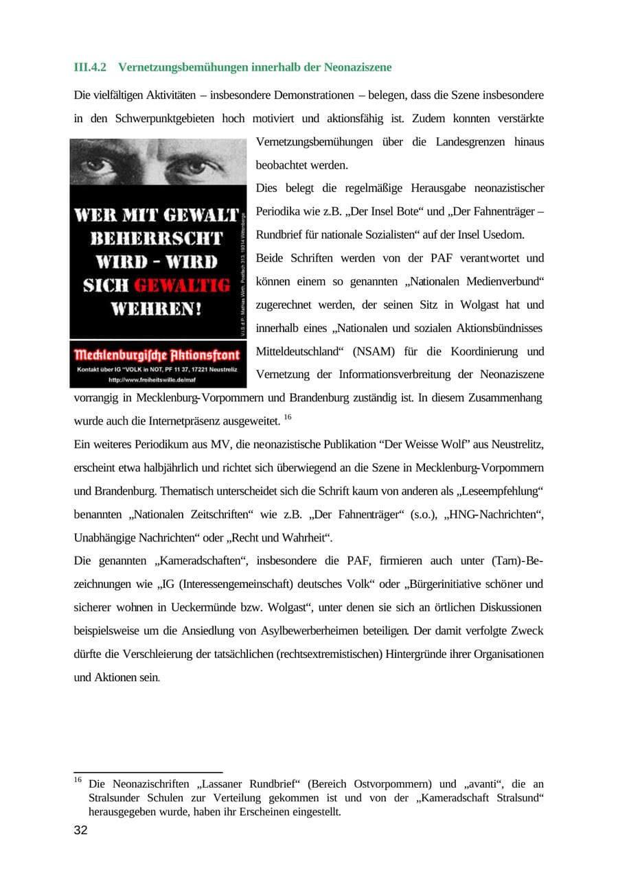 Seite 32 des Verfassungsschutzbericht 2003 Mecklenburg-Vorpommern