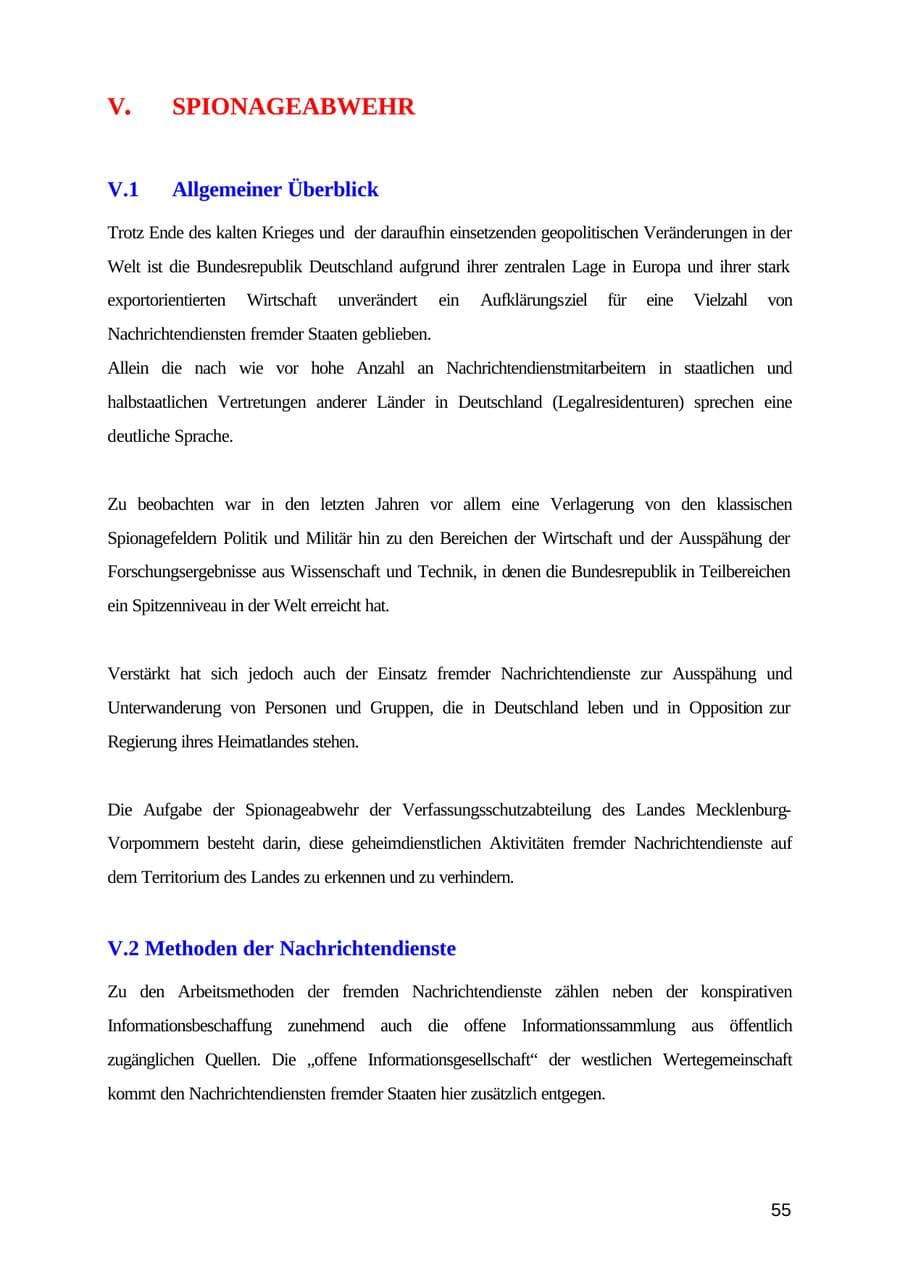 Seite 55 des Verfassungsschutzbericht 2003 Mecklenburg-Vorpommern
