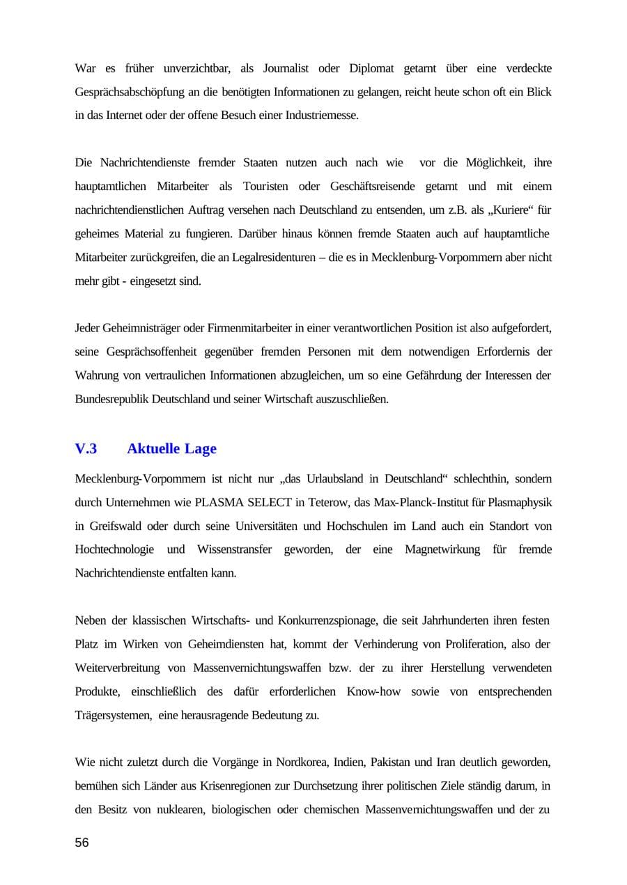 Seite 56 des Verfassungsschutzbericht 2003 Mecklenburg-Vorpommern