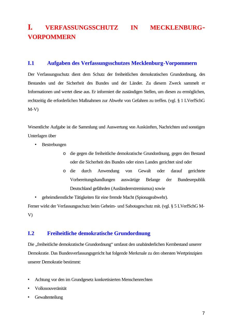 Seite 7 des Verfassungsschutzbericht 2003 Mecklenburg-Vorpommern