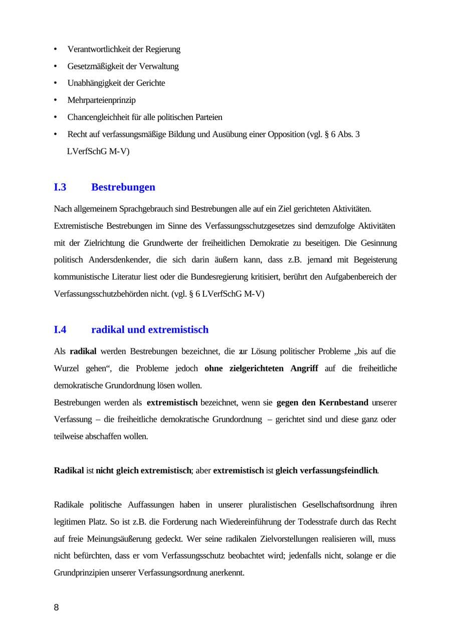Seite 8 des Verfassungsschutzbericht 2003 Mecklenburg-Vorpommern