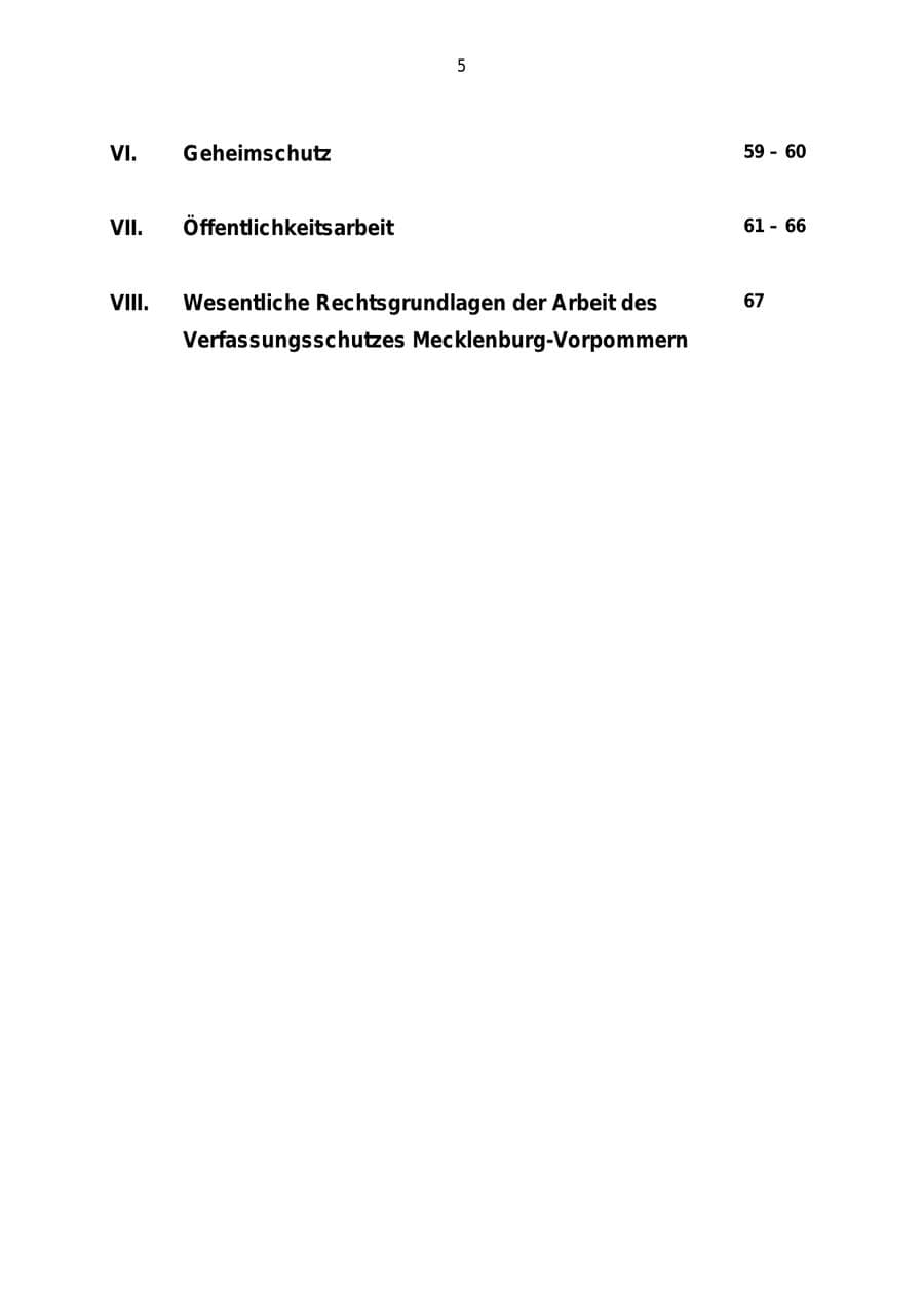Seite 5 des Verfassungsschutzbericht 2004 Mecklenburg-Vorpommern