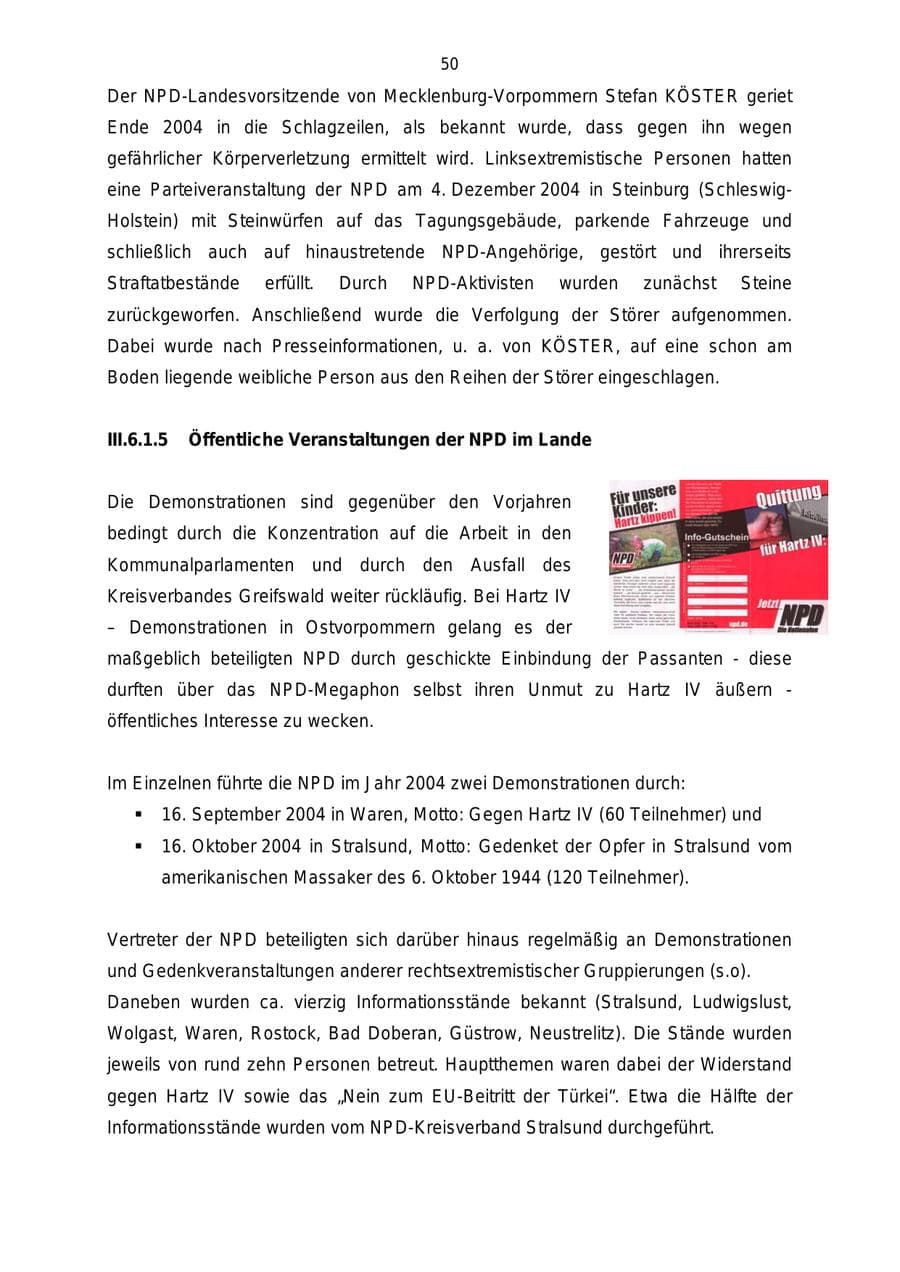 Seite 50 des Verfassungsschutzbericht 2004 Mecklenburg-Vorpommern