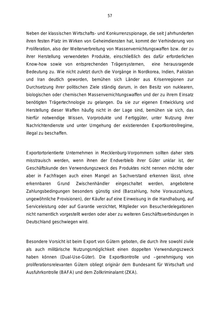 Seite 57 des Verfassungsschutzbericht 2004 Mecklenburg-Vorpommern