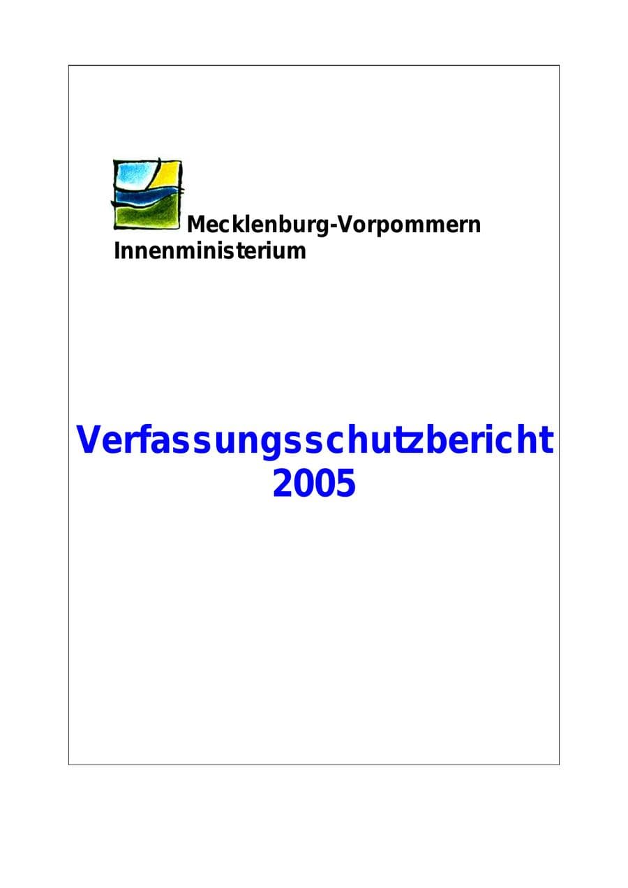 Seite 1 des Verfassungsschutzbericht 2005 Mecklenburg-Vorpommern